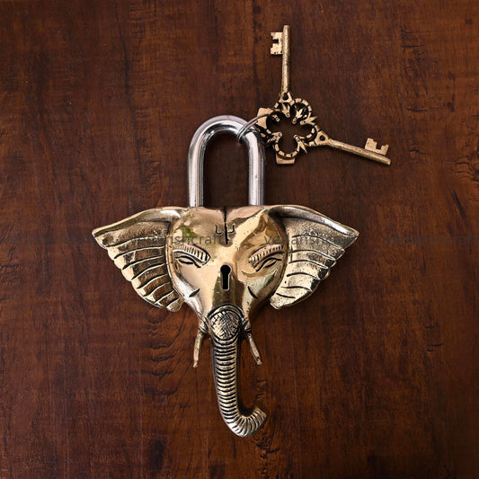 Brass Ganesha Face Door Lock (7 Inch)