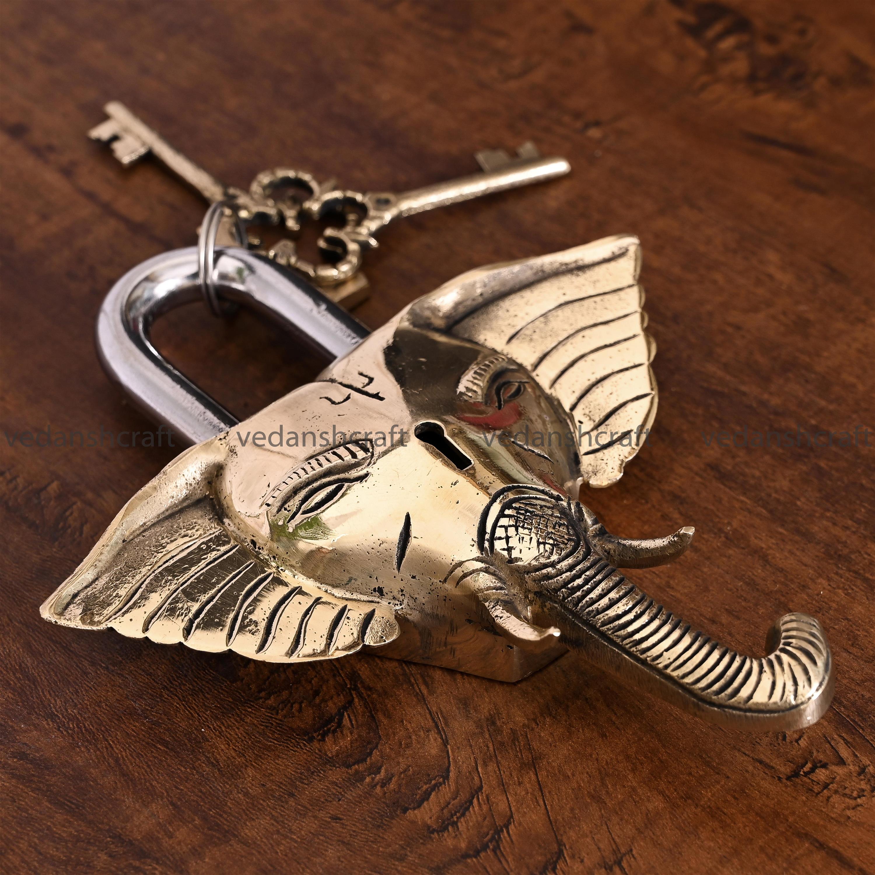 Brass Ganesha Face Door Lock (7 Inch)