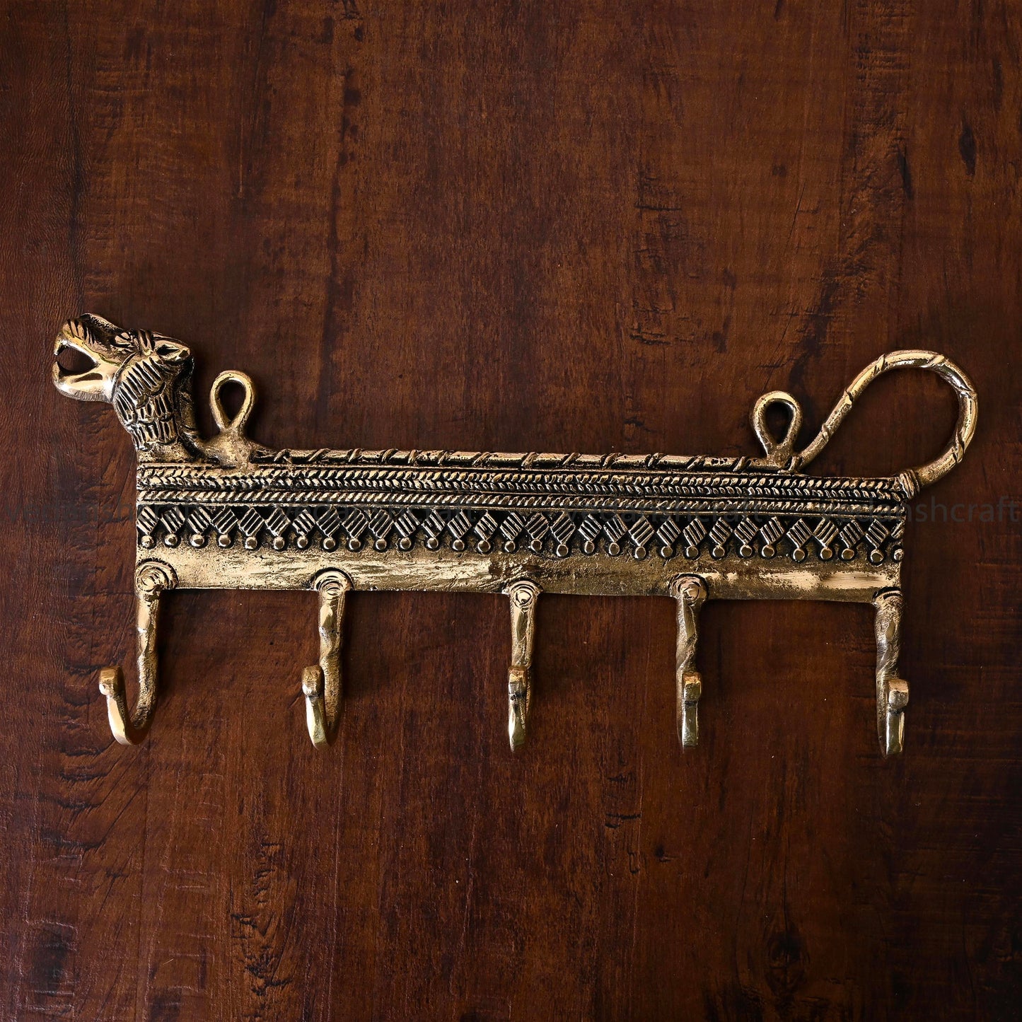 Brass Lion Wall Key Hanger (4.5 Inch)
