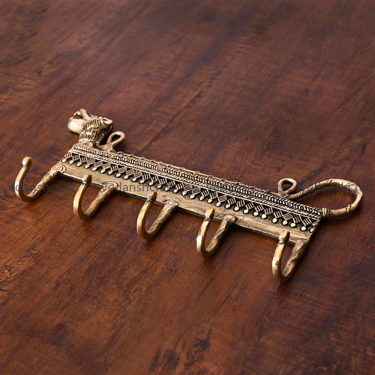 Brass Lion Wall Key Hanger (4.5 Inch)