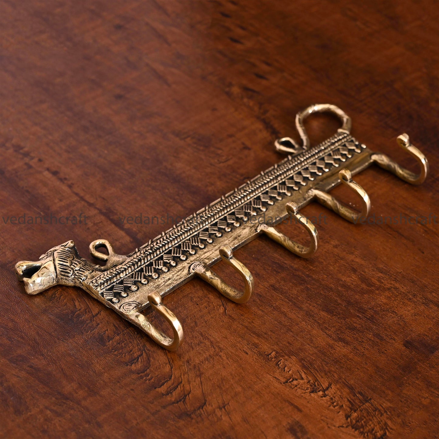 Brass Lion Wall Key Hanger (4.5 Inch)