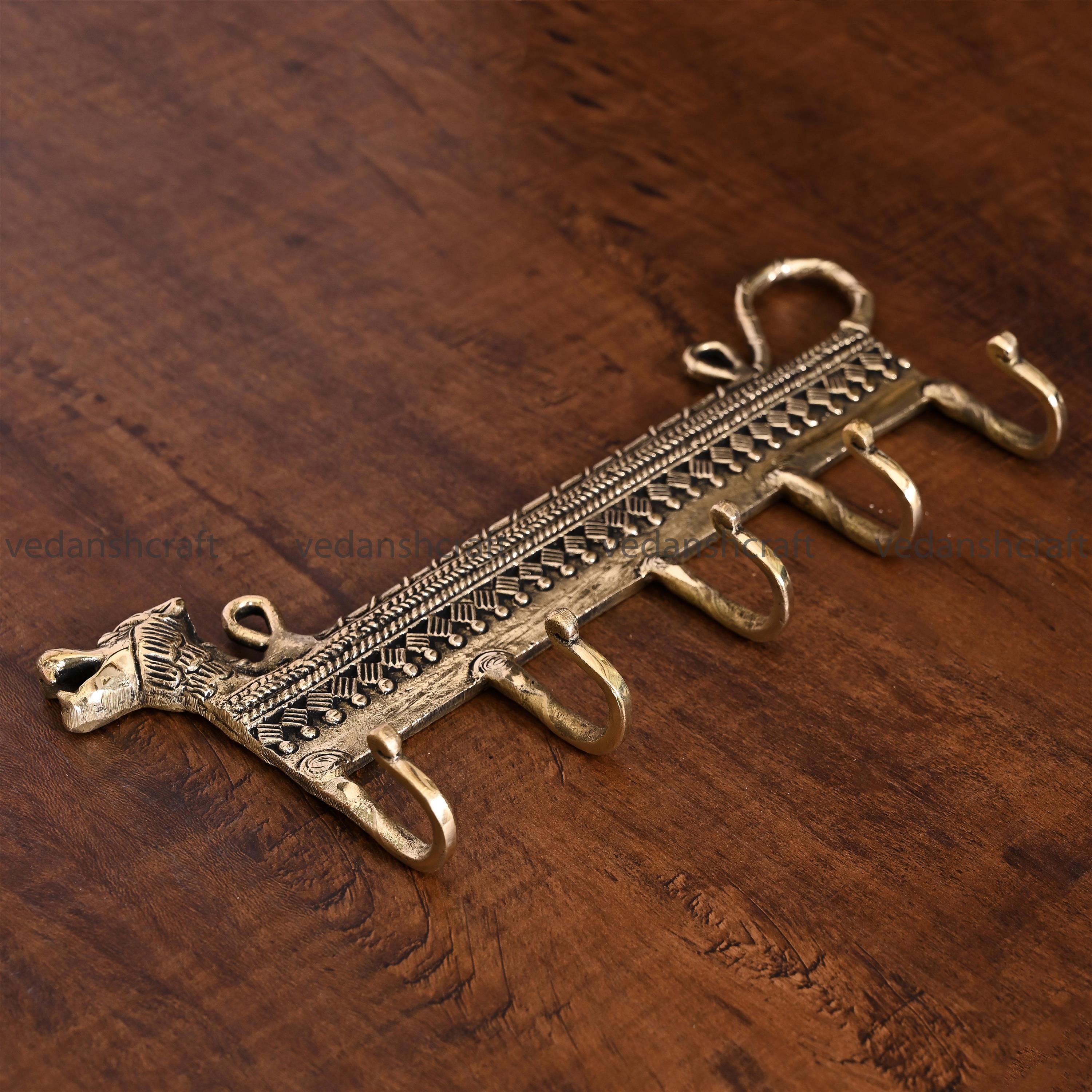 Brass Lion Wall Key Hanger (4.5 Inch)