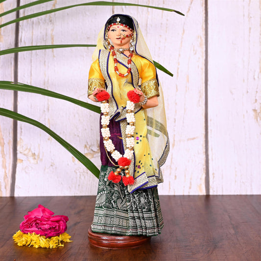 Handmade Rajasthani Bridal Doll In Banarasi Saree (10.5 Inch)