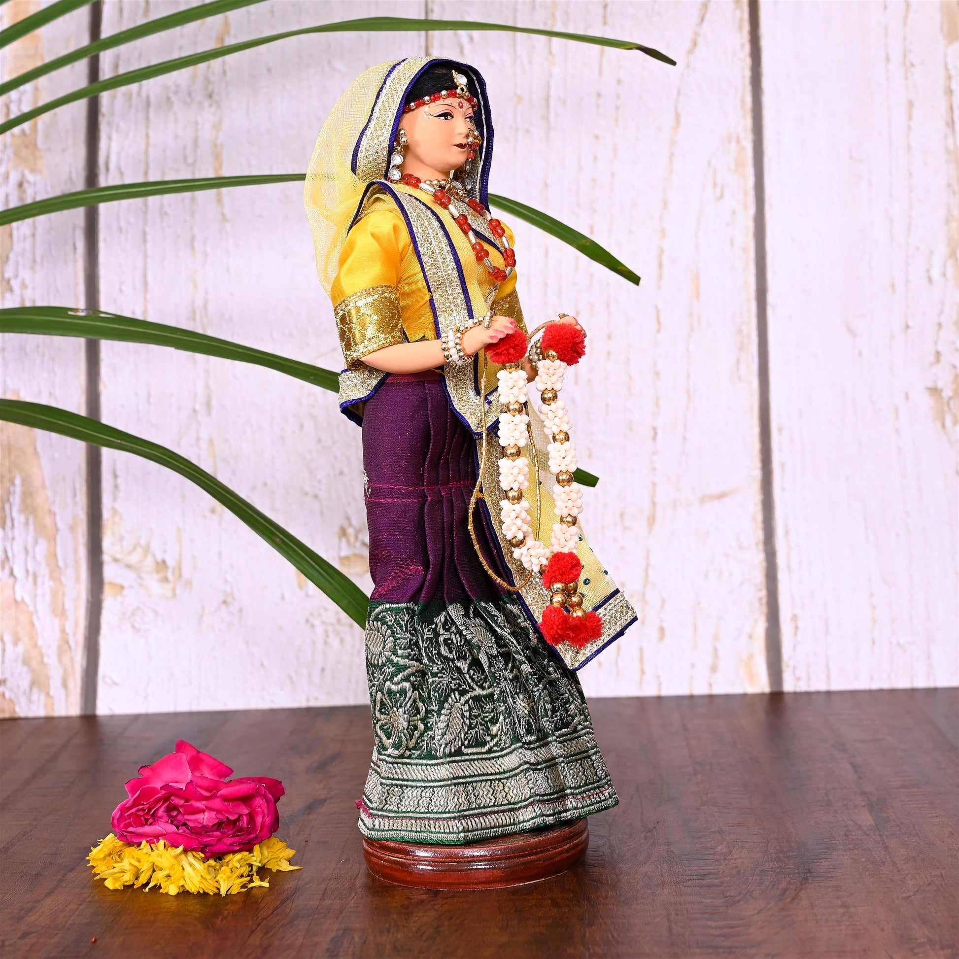 Handmade Rajasthani Bridal Doll In Banarasi Saree (10.5 Inch)