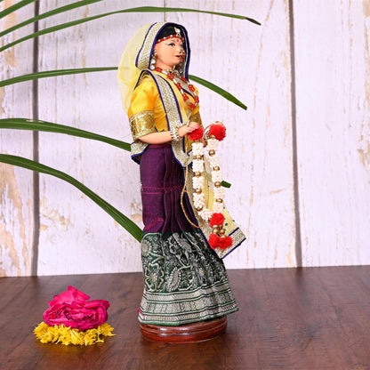 Handmade Rajasthani Bridal Doll In Banarasi Saree (10.5 Inch)