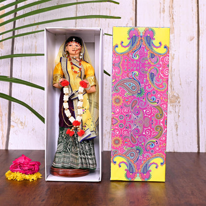 Handmade Rajasthani Bridal Doll In Banarasi Saree (10.5 Inch)