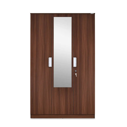 Nilkamal Joyce 3 Door Wardrobe With Mirror (Classic Walnut)