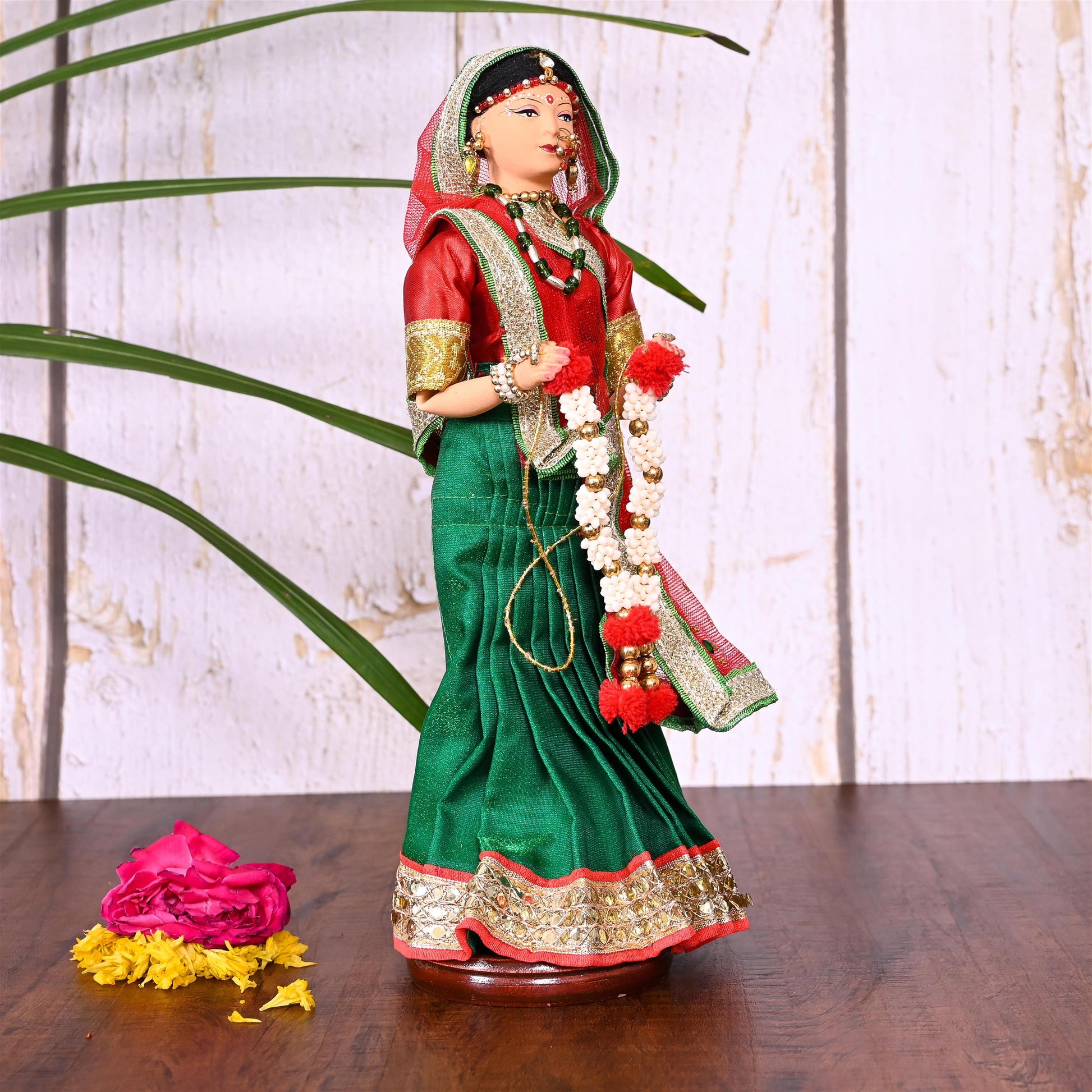 Handmade Rajasthani Bridal Doll In Banarasi Saree (10.5 Inch)