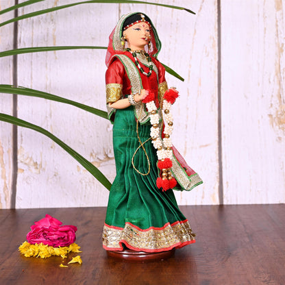 Handmade Rajasthani Bridal Doll In Banarasi Saree (10.5 Inch)