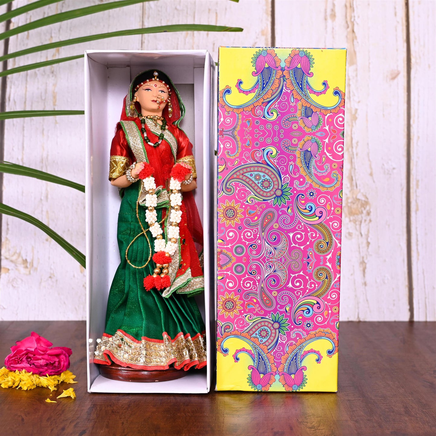 Handmade Rajasthani Bridal Doll In Banarasi Saree (10.5 Inch)