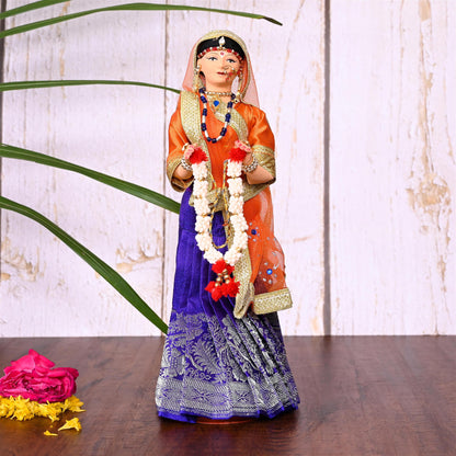 Handmade Rajasthani Bridal Doll In Banarasi Saree (10.5 Inch)