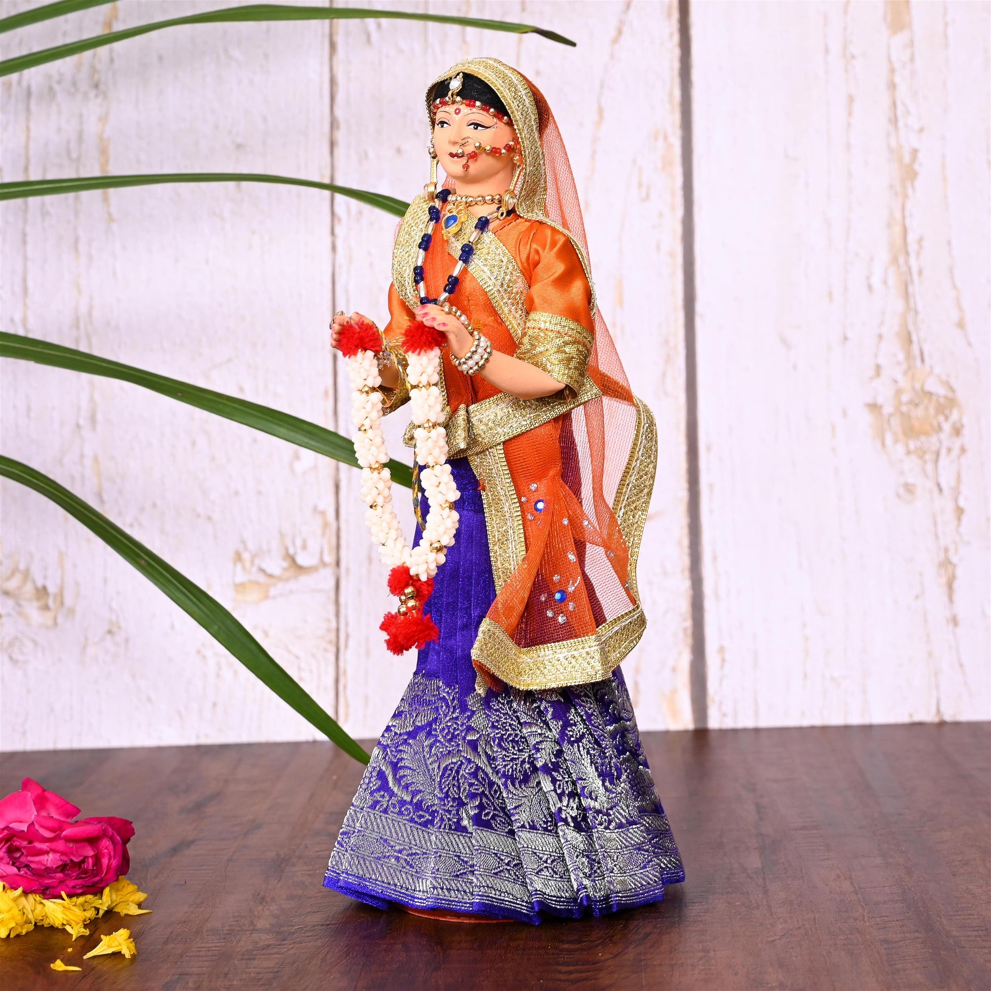Handmade Rajasthani Bridal Doll In Banarasi Saree (10.5 Inch)