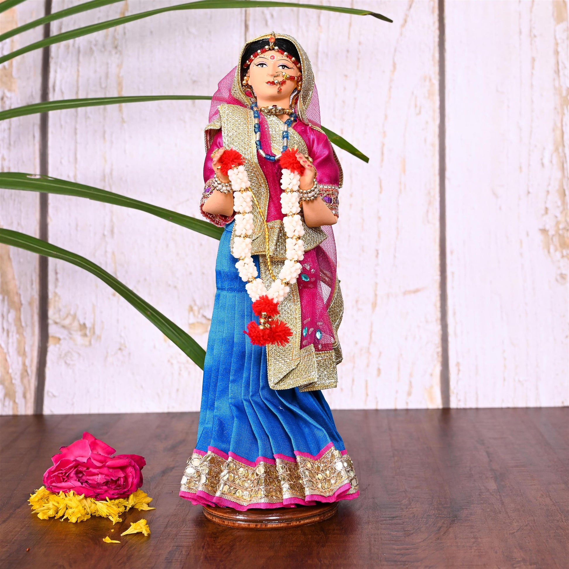 Handmade Rajasthani Bridal Doll In Banarasi Saree (10.5 Inch)