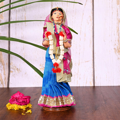 Handmade Rajasthani Bridal Doll In Banarasi Saree (10.5 Inch)
