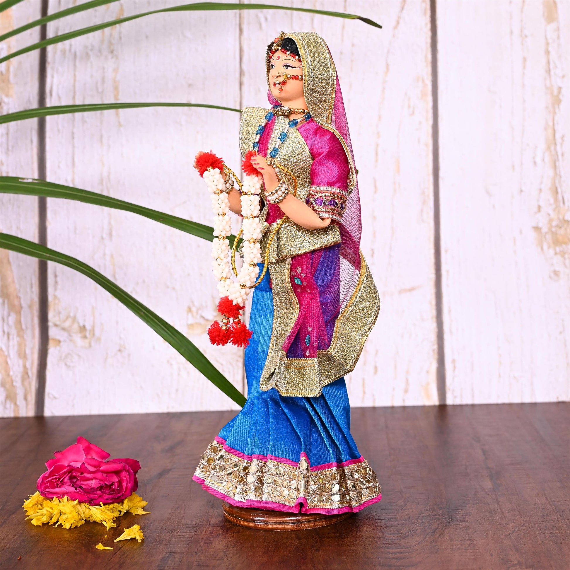 Handmade Rajasthani Bridal Doll In Banarasi Saree (10.5 Inch)