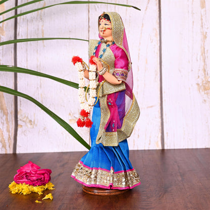 Handmade Rajasthani Bridal Doll In Banarasi Saree (10.5 Inch)