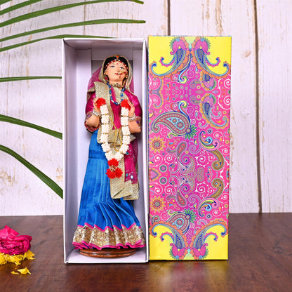 Handmade Rajasthani Bridal Doll In Banarasi Saree (10.5 Inch)