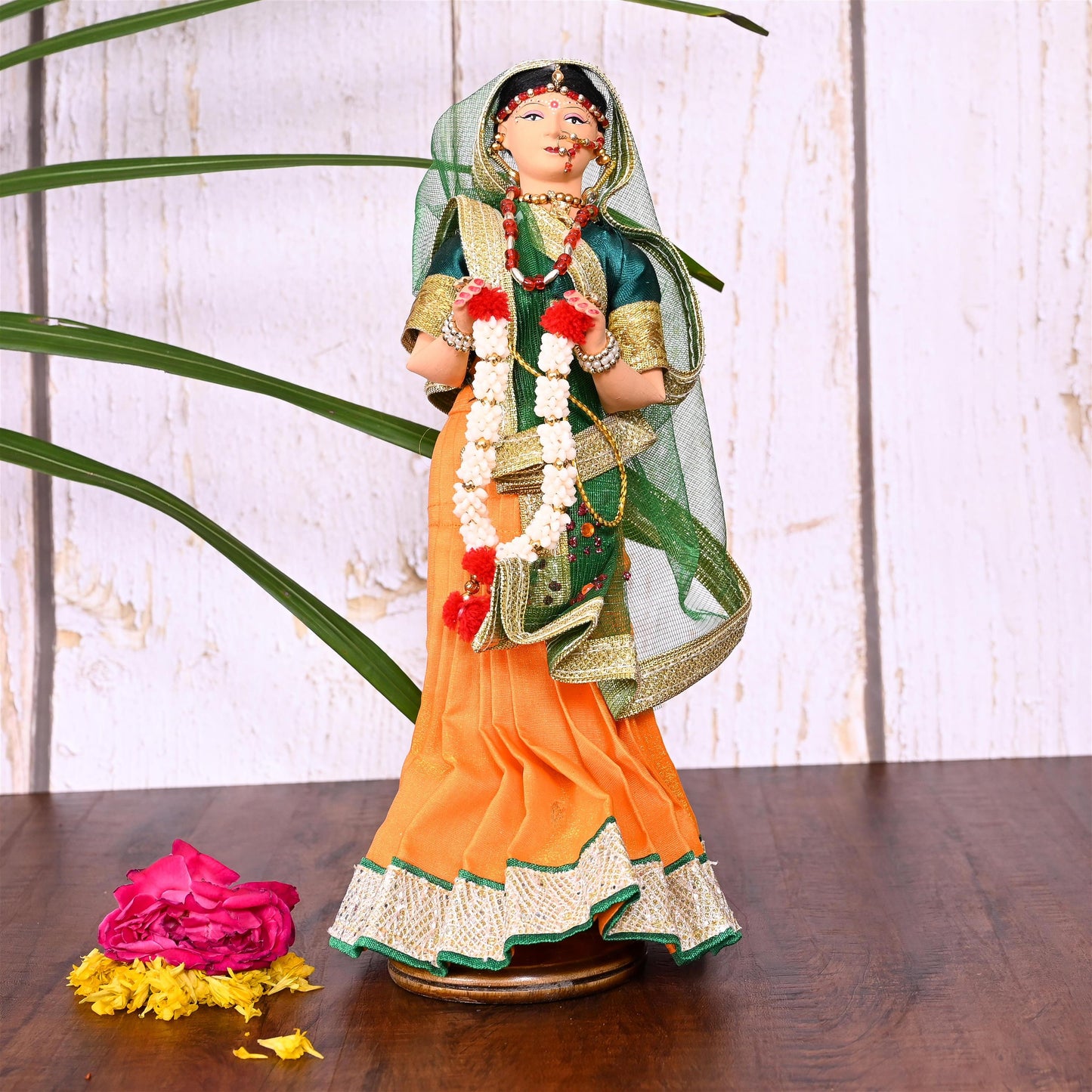 Handmade Rajasthani Bridal Doll In Banarasi Saree (10.5 Inch)