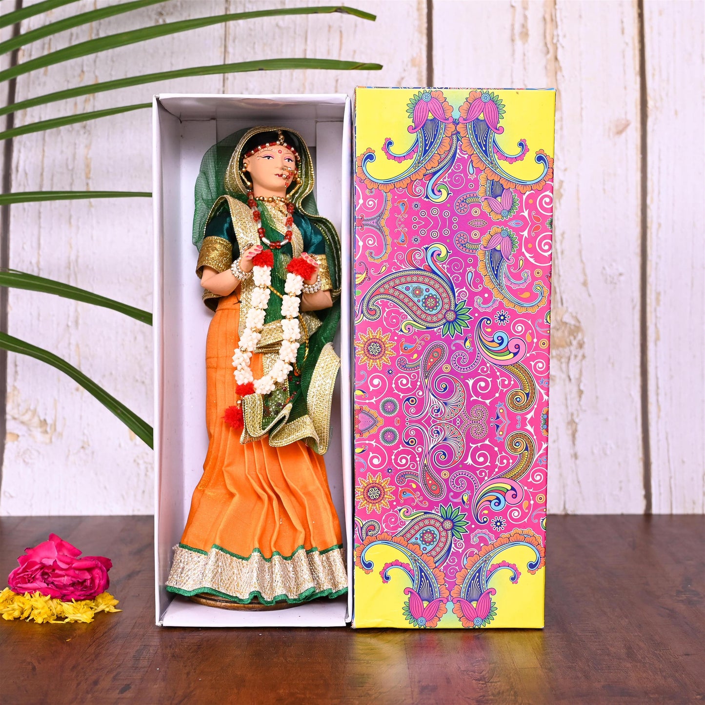 Handmade Rajasthani Bridal Doll In Banarasi Saree (10.5 Inch)