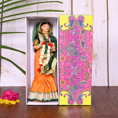 Handmade Rajasthani Bridal Doll In Banarasi Saree (10.5 Inch)