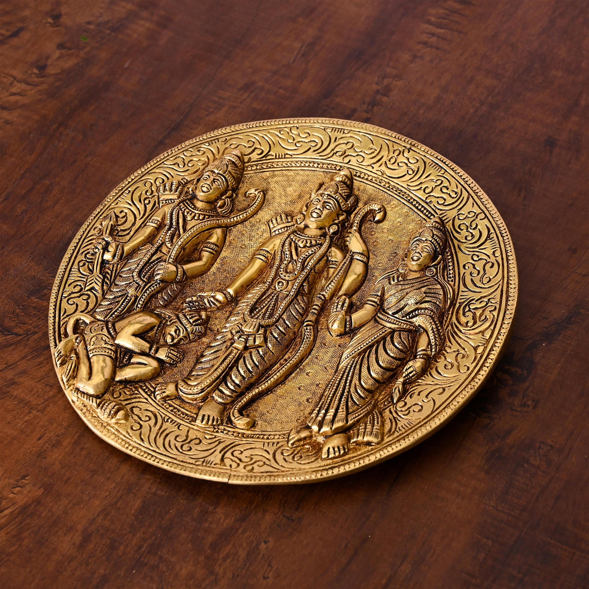 Brass Ram Darbar Wall Hanging Plate (8 Inch)