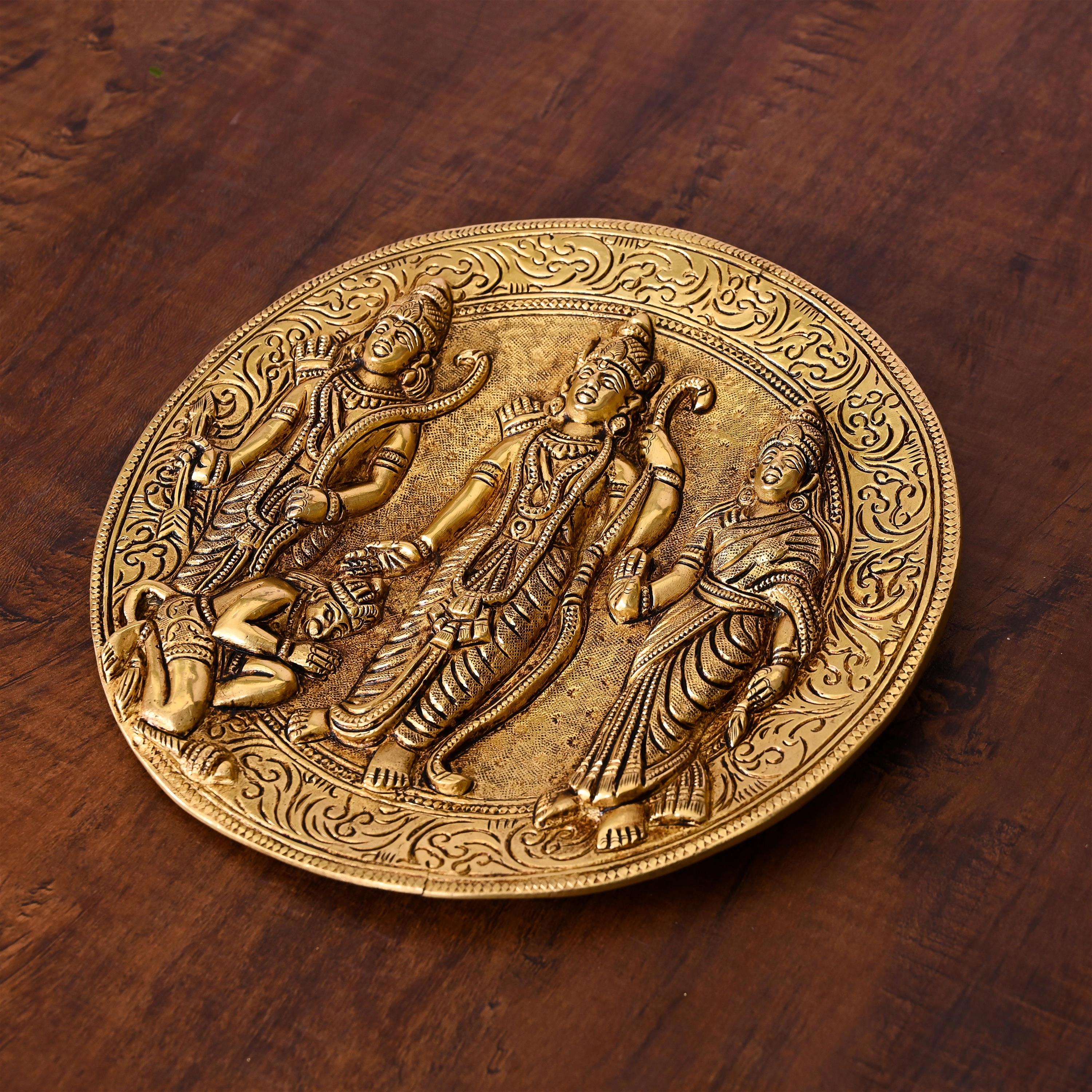 Brass Ram Darbar Wall Hanging Plate (8 Inch)