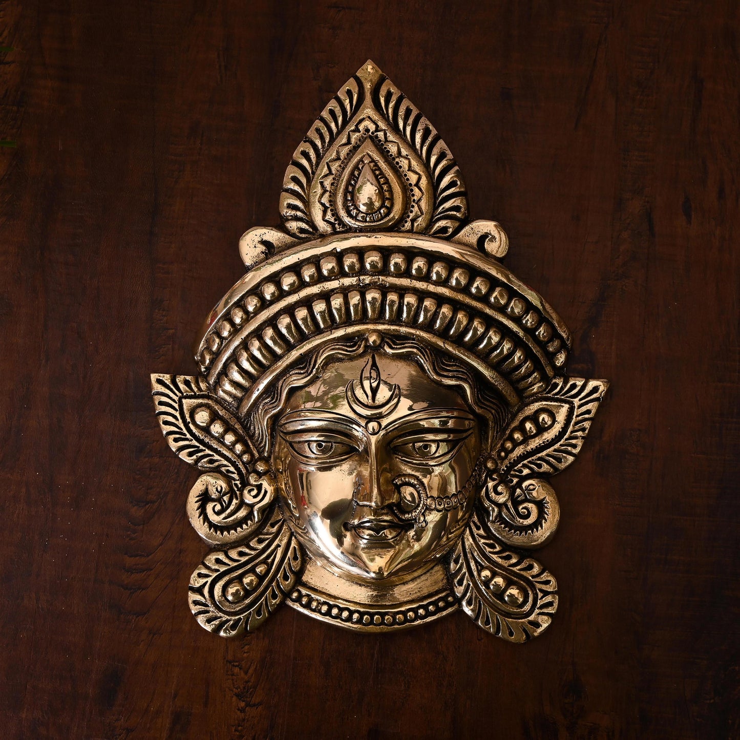 Brass Durga Face Wall Hanging (10 Inch)