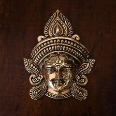Brass Durga Face Wall Hanging (10 Inch)