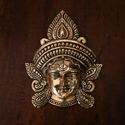 Brass Durga Face Wall Hanging (10 Inch)