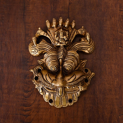 Brass Superfine Yali Face Wall Hanging (5.5 Inch)