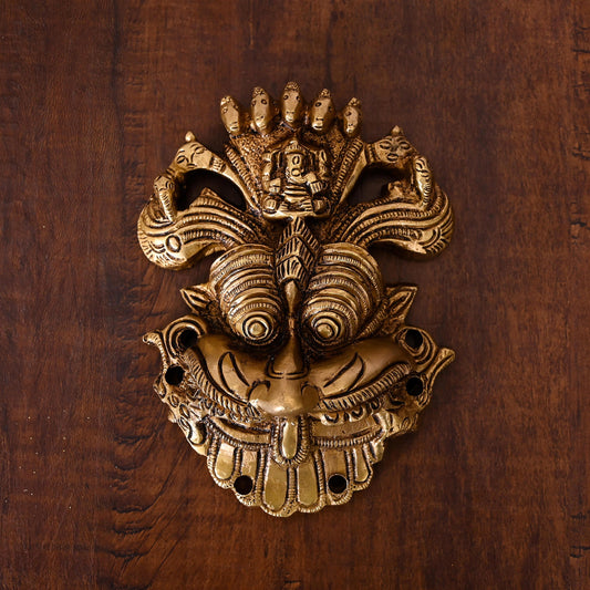 Brass Superfine Yali Face Wall Hanging (5.5 Inch)