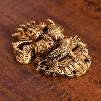 Brass Superfine Yali Face Wall Hanging (5.5 Inch)