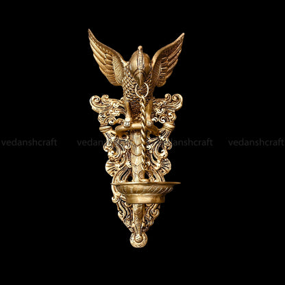 Brass Parrot Wall Hanging With Bell (16 Inch)