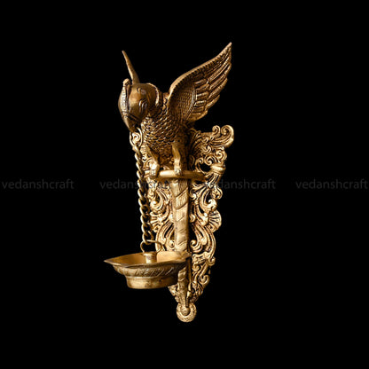 Brass Parrot Wall Hanging With Bell (16 Inch)