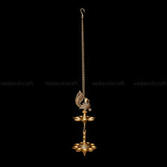 Brass Peacock Sixteen Petal Wall Hanging Lamp (28.5 Inch)