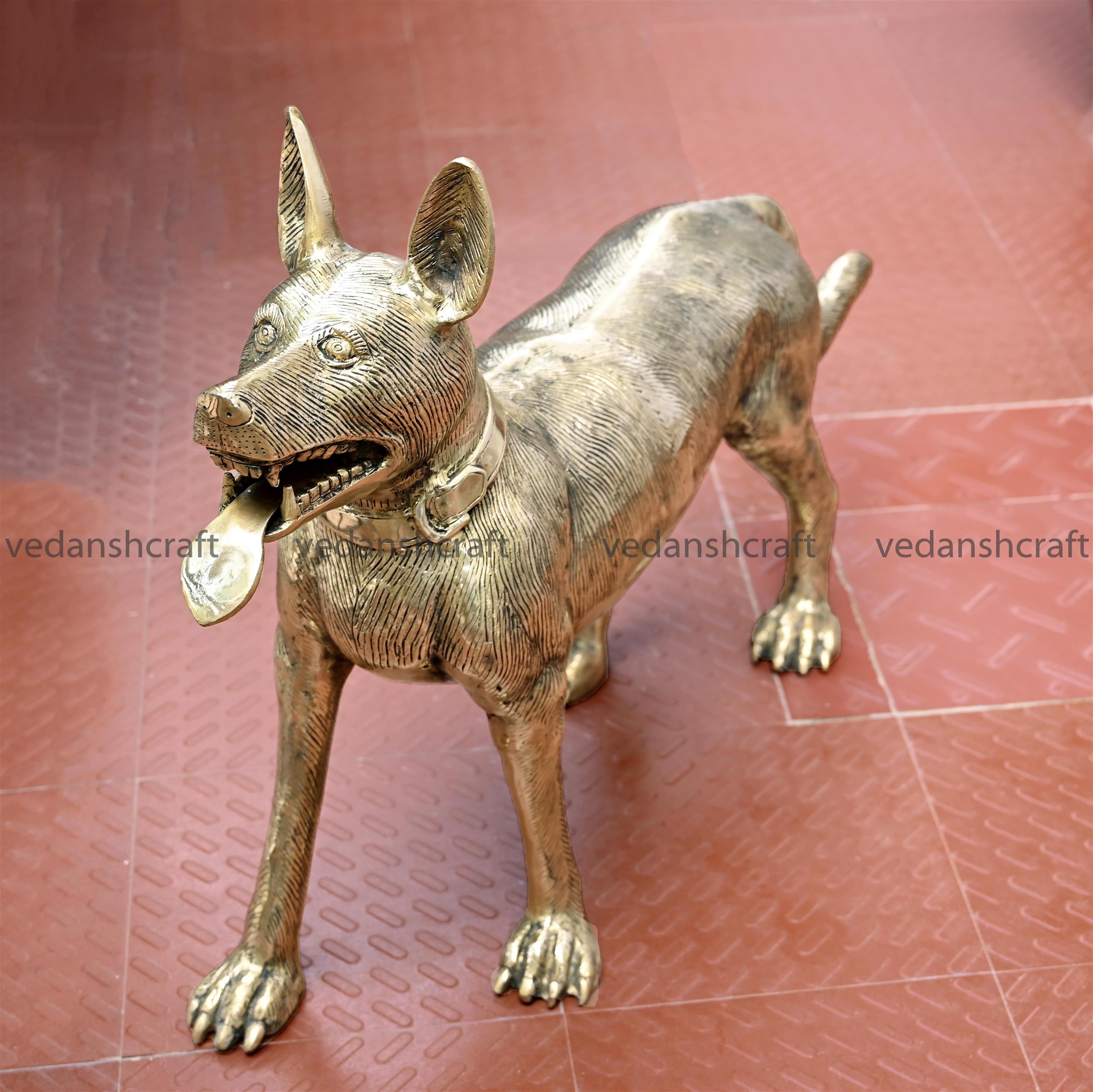 Brass Majestic Dog Figurine (24.5 Inch)