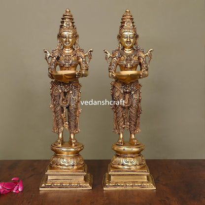 Brass Superfine Deep Lakshmi Pair (18 Inch)
