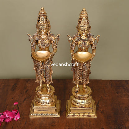Brass Superfine Deep Lakshmi Pair (18 Inch)