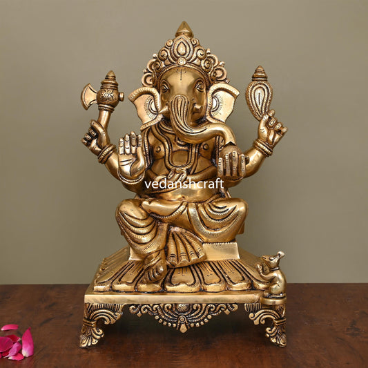 Brass Superfine Lord Ganesha Idol (13.8 Inch)