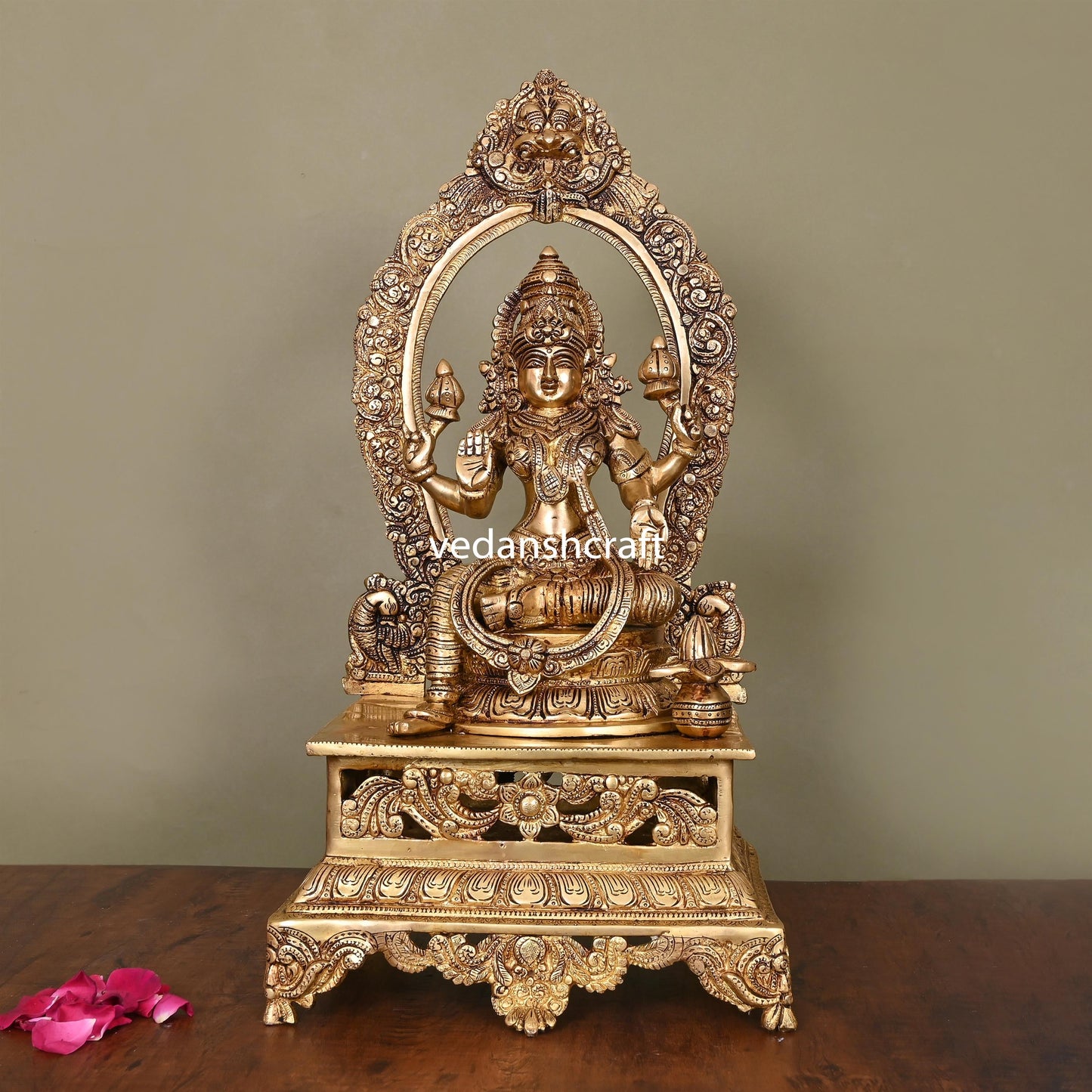 Brass Superfine Lakshmi On Throne (20.5 Inch)