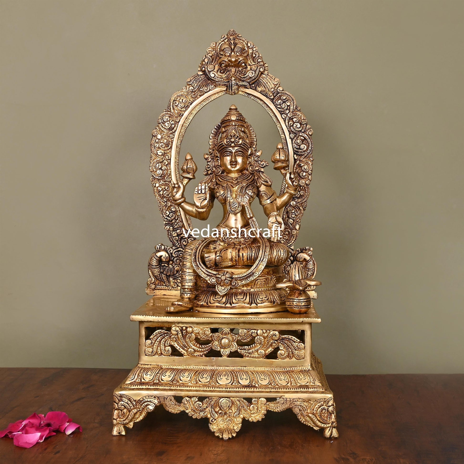 Brass Superfine Lakshmi On Throne (20.5 Inch)
