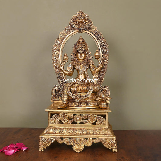 Brass Superfine Lakshmi On Throne (20.5 Inch)