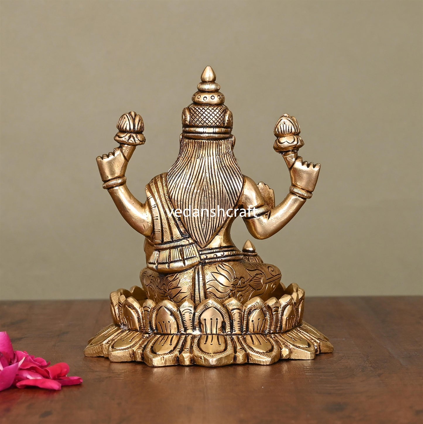 Brass Superfine Lotus Goddess Lakshmi Idol (5.5 Inch)