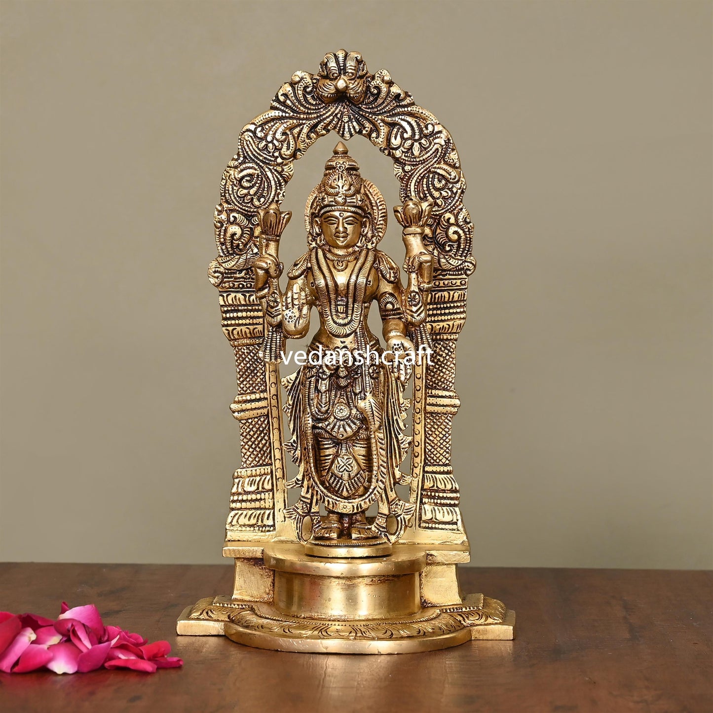 Brass Superfine Standing Goddess Lakshmi Idol (9 Inch)