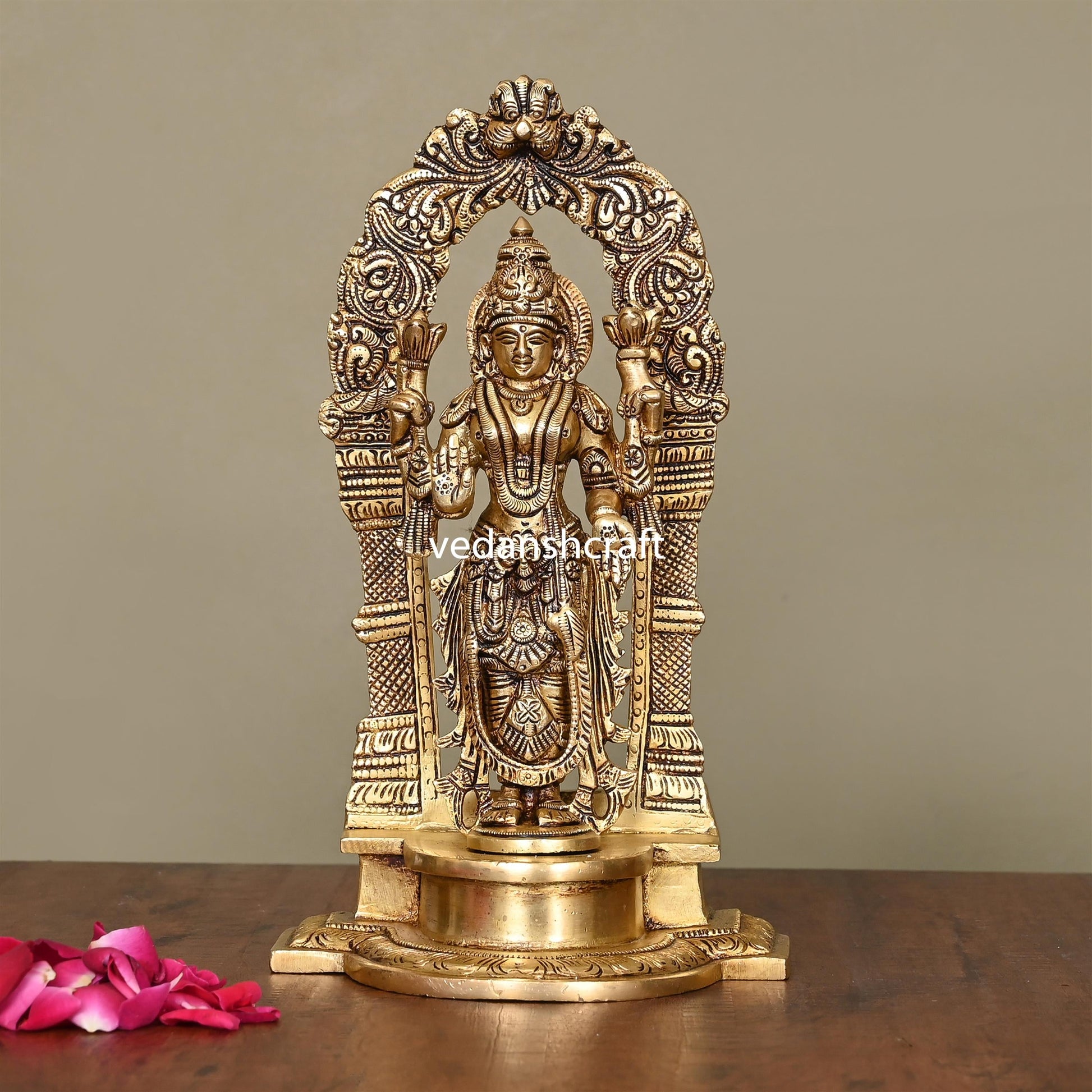 Brass Superfine Standing Goddess Lakshmi Idol (9 Inch)