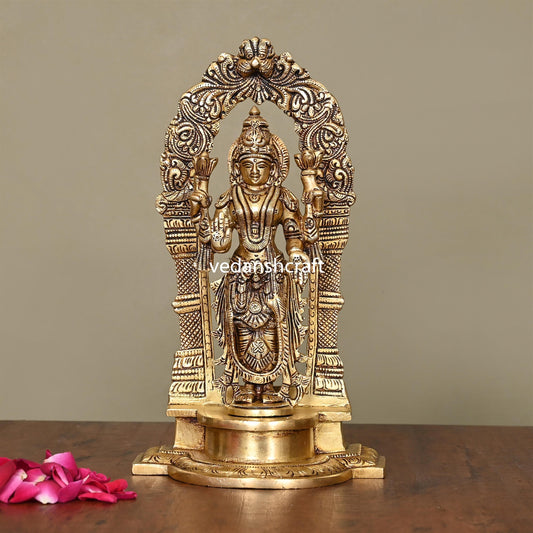 Brass Superfine Standing Goddess Lakshmi Idol (9 Inch)
