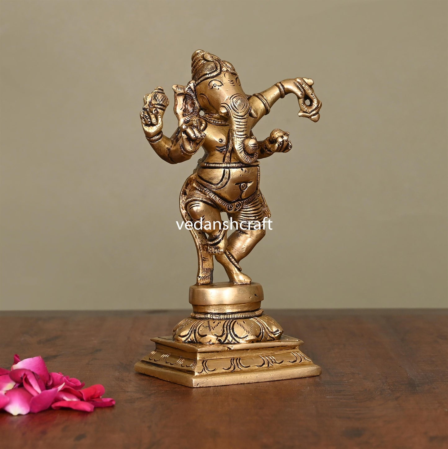 Brass Superfine Dancing Ganesha Idol (6.2 Inch)