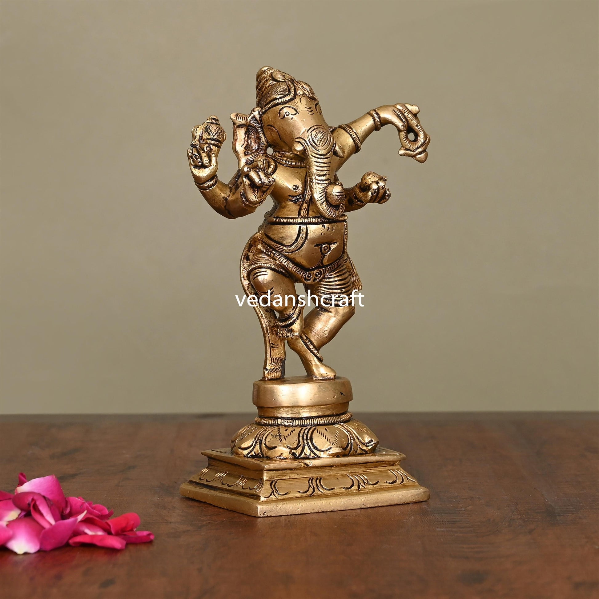 Brass Superfine Dancing Ganesha Idol (6.2 Inch)