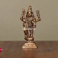 Brass Superfine Standing Lord Murugan/Kartikeya Idol (4")
