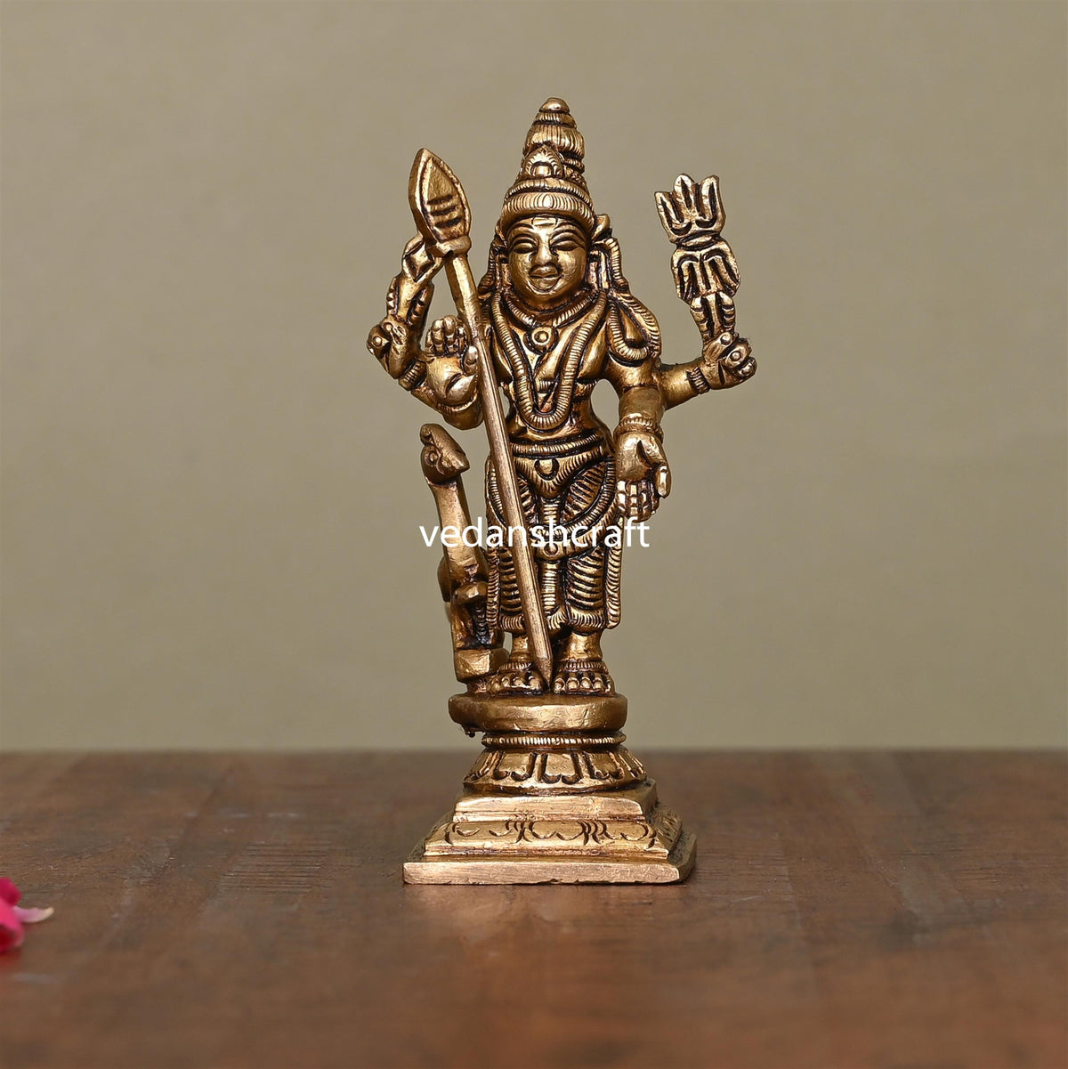 Brass Superfine Standing Lord Murugan/Kartikeya Idol (4")